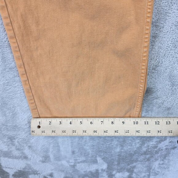 AMO Sylvia Straight Leg Pants Womens 28 Tan High Rise Button Fly Denim Flawed - Picture 11 of 16